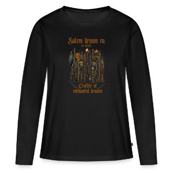 Salem Hexen Besen Fabrik Halloween Shirts Frauen - Frauen Premium Bio Langarmshirt - Schwarz - Vorne - Julia (174cm)
