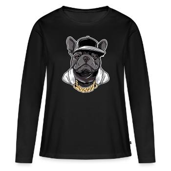 Artiste Hip Hop Bouledogue Français - T-shirt manches longues Premium bio Femme - noir - Devant - Julia (174cm)
