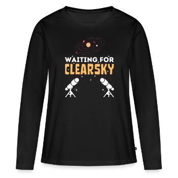 En attendant la photographie d’astronomie Clearsky - T-shirt manches longues Premium bio Femme - noir - Devant - Julia (174cm)