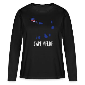Drapeau du Cap-Vert Drapeau du Cap-Vert - T-shirt manches longues Premium bio Femme - noir - Devant - Julia (174cm)