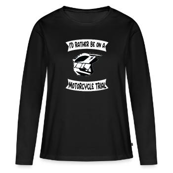 Je préfère participer à un trial moto - T-shirt manches longues Premium bio Femme - noir - Devant - Julia (174cm)