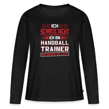 Hallen Sport Trainer Handballverein Handball - Frauen Premium Bio Langarmshirt - Schwarz - Vorne - Julia (174cm)