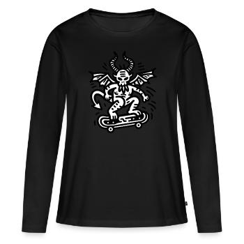 Devil Skateboard Doodle - T-shirt manches longues Premium bio Femme - noir - Devant - Julia (174cm)