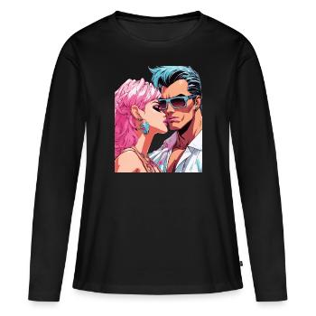 Anime Ensemble pour l’éternité - T-shirt manches longues Premium bio Femme - noir - Devant - Julia (174cm)