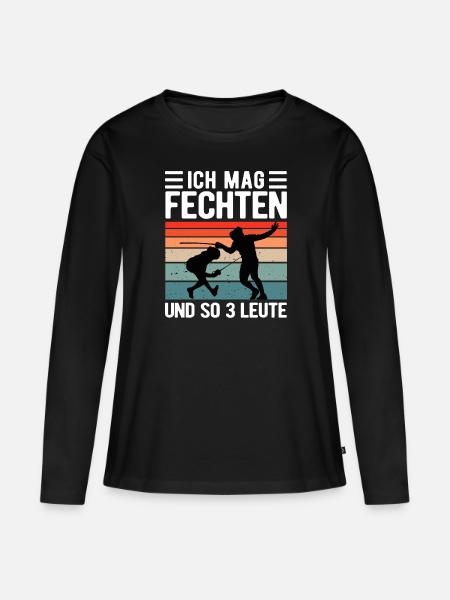 Fechten Lustiger Fechter Spruch - Frauen Premium Bio Langarmshirt - Schwarz