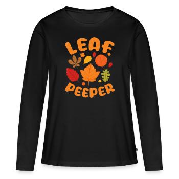 Leaf Peeper Fall Leaves Collector Leaf Peeping - Frauen Premium Bio Langarmshirt - Schwarz - Vorne - Julia (174cm)