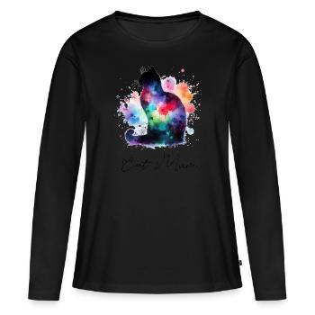 Chat Maman Chats Maman - T-shirt manches longues Premium bio Femme - noir - Devant - Julia (174cm)