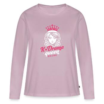 Reine du K-Drama - T-shirt manches longues Premium bio Femme - rose poudré - Devant - Julia (174cm)