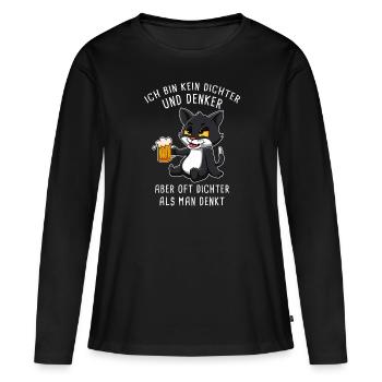Ich Bin Kein Dichter Und Denker Biertrinker - Frauen Premium Bio Langarmshirt - Schwarz - Vorne - Julia (174cm)