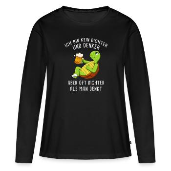 Ich Bin Kein Dichter Und Denker Biertrinker - Frauen Premium Bio Langarmshirt - Schwarz - Vorne - Julia (174cm)