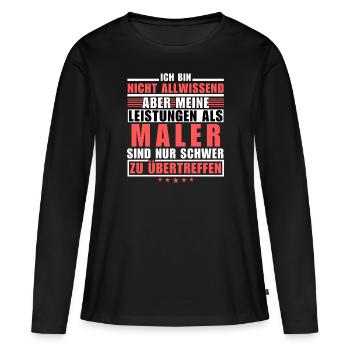 Des performances inégalées en tant que peintre - T-shirt manches longues Premium bio Femme - noir - Devant - Julia (174cm)