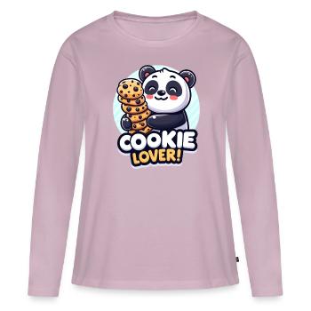 Amateur de biscuits - T-shirt manches longues Premium bio Femme - rose poudré - Devant - Julia (174cm)