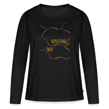 Poterie d’art Kintsugi Fissures et échecs - T-shirt manches longues Premium bio Femme - noir - Devant - Julia (174cm)
