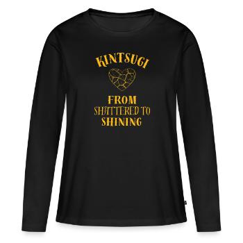Kintsugi : de l’art de la poterie brisée à l’art de la poterie brillante - T-shirt manches longues Premium bio Femme - noir - Devant - Julia (174cm)