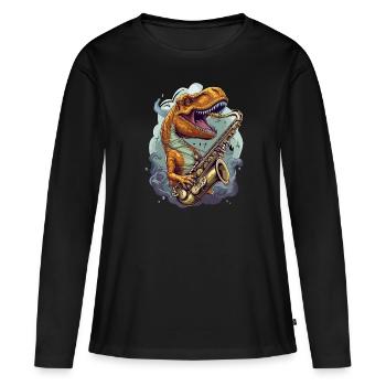 Saxophone Musicians - Dino Trex Plays Saxophone - Women's Premium Organic Long Sleeve Shirt - black - Front - Julia (174cm)