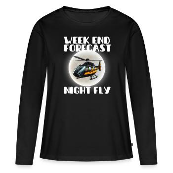 Vorhersage für das Wochenende Night Fly - Frauen Premium Bio Langarmshirt - Schwarz - Vorne - Julia (174cm)