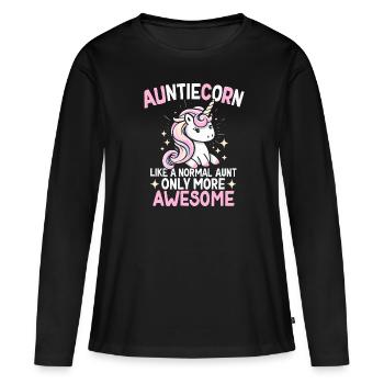 Tante, Tante, Licorne - T-shirt manches longues Premium bio Femme - noir - Devant - Julia (174cm)