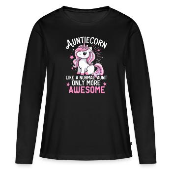 Tante, Tante, Licorne - T-shirt manches longues Premium bio Femme - noir - Devant - Julia (174cm)