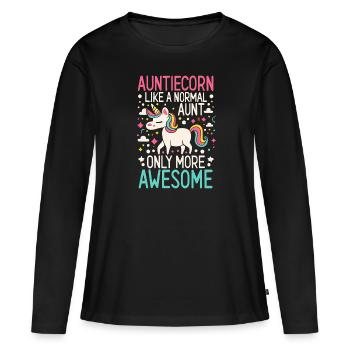 Tante, Tante, Licorne - T-shirt manches longues Premium bio Femme - noir - Devant - Julia (174cm)