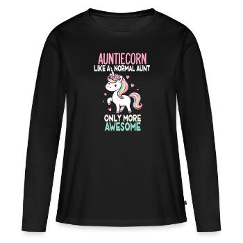Tante, Tante, Licorne - T-shirt manches longues Premium bio Femme - noir - Devant - Julia (174cm)