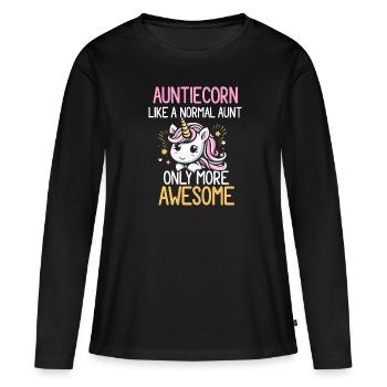 Tante, Tante, Licorne - T-shirt manches longues Premium bio Femme - noir - Devant - Julia (174cm)