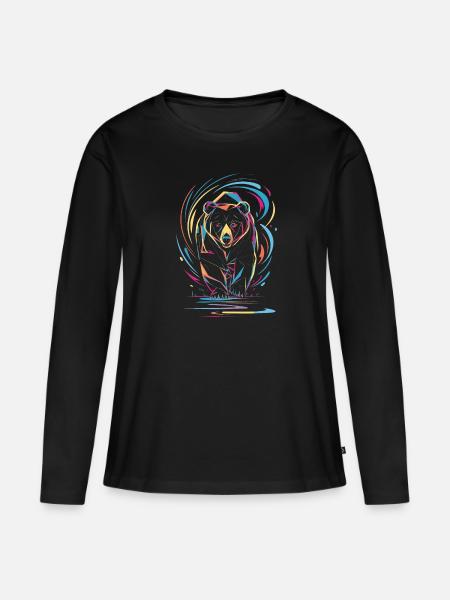 Bär Abstrakte Kunst - Frauen Premium Bio Langarmshirt - Schwarz