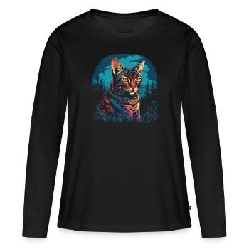 Chat du Bengale - T-shirt manches longues Premium bio Femme - noir - Devant - Julia (174cm)
