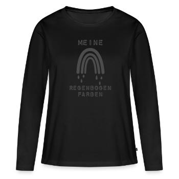 Meine Regenbogen Farben Schwarz Dunkelbunt Düster - Frauen Premium Bio Langarmshirt - Schwarz - Vorne - Julia (174cm)
