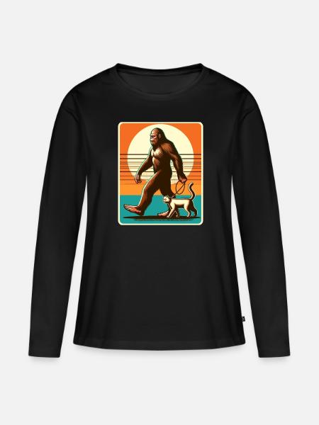 Bigfoot Katze Lustige Bilder - Frauen Premium Bio Langarmshirt - Schwarz