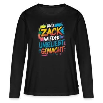 Und zack wieder unbeliebt gemacht - Frauen Premium Bio Langarmshirt - Schwarz - Vorne - Julia (174cm)