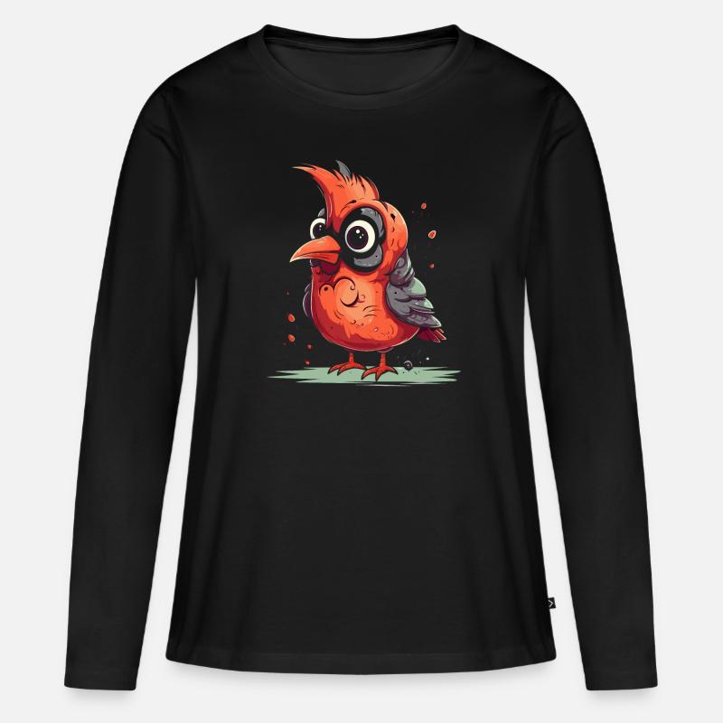 Kardinal Vogel Rotkardinal - Frauen Premium Bio Langarmshirt - Schwarz