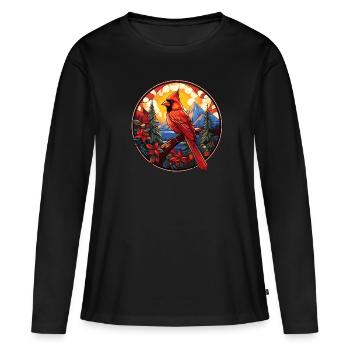 Red Cardinal Vogel - Women's Premium Organic Long Sleeve Shirt - black - Front - Julia (174cm)