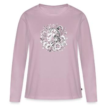 Guépard Fleurs de guépard - T-shirt manches longues Premium bio Femme - rose poudré - Devant - Julia (174cm)