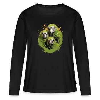 Perruche perruche - T-shirt manches longues Premium bio Femme - noir - Devant - Julia (174cm)