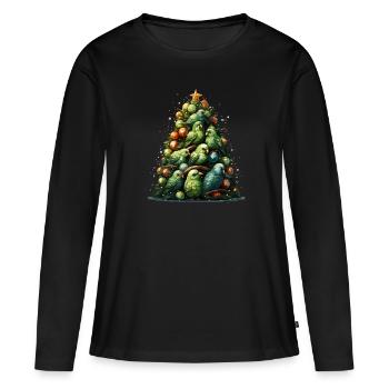Perruche Perruche Noël - T-shirt manches longues Premium bio Femme - noir - Devant - Julia (174cm)