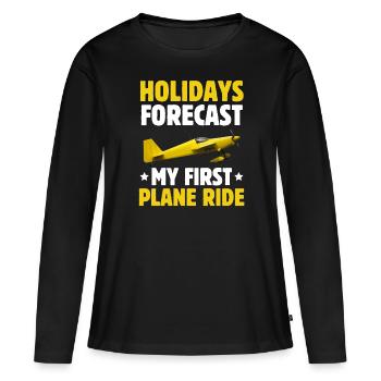 Urlaub Vorhersage Meine erste Flugreise - Frauen Premium Bio Langarmshirt - Schwarz - Vorne - Julia (174cm)