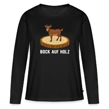 Charpentier Charpentier Charpentier Construction en bois Bock auf Holz - T-shirt manches longues Premium bio Femme - noir - Devant - Julia (174cm)