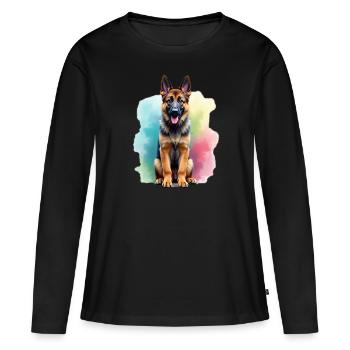 Deutscher Schäferhund Herrchen Schäferhund - Frauen Premium Bio Langarmshirt - Schwarz - Vorne - Julia (174cm)