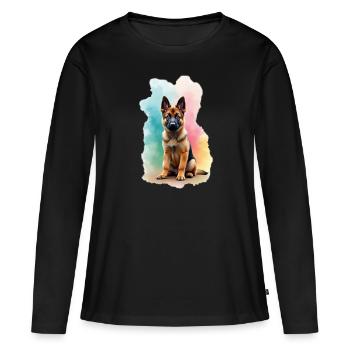 Deutscher Schäferhund Herrchen Schäferhund - Frauen Premium Bio Langarmshirt - Schwarz - Vorne - Julia (174cm)