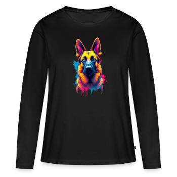 Deutscher Schäferhund Hundeliebhaber Herrchen - Frauen Premium Bio Langarmshirt - Schwarz - Vorne - Julia (174cm)
