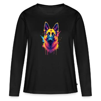 Deutscher Schäferhund Hundeliebhaber Herrchen - Frauen Premium Bio Langarmshirt - Schwarz - Vorne - Julia (174cm)