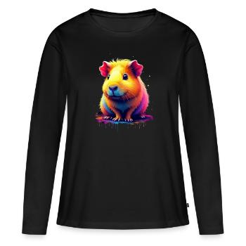 Meerschweinchen meerschwein haustier liebhaber - Frauen Premium Bio Langarmshirt - Schwarz - Vorne - Julia (174cm)