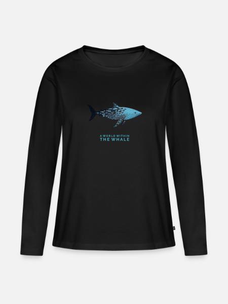 Wal mit Unterwasserwelt - Frauen Premium Bio Langarmshirt - Schwarz