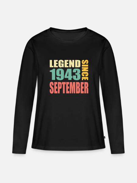 80-årsdag september årgang 1943 årgang - Premium økologisk langermet T-skjorte for kvinner - svart