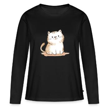 Illustration of a cute kitten gift idea - Women's Premium Organic Long Sleeve Shirt - black - Front - Julia (174cm)