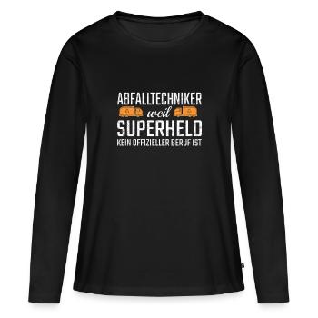 Super-héros du technicien des déchets - T-shirt manches longues Premium bio Femme - noir - Devant - Julia (174cm)