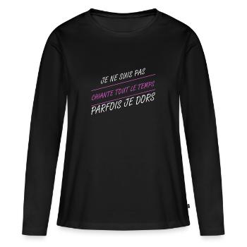 je ne suis pas chiante - T-shirt manches longues Premium bio Femme - noir - Devant - Julia (174cm)