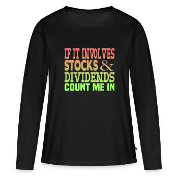 Dividende sur les actions - T-shirt manches longues Premium bio Femme - noir - Devant - Julia (174cm)