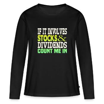 Dividende sur les actions - T-shirt manches longues Premium bio Femme - noir - Devant - Julia (174cm)