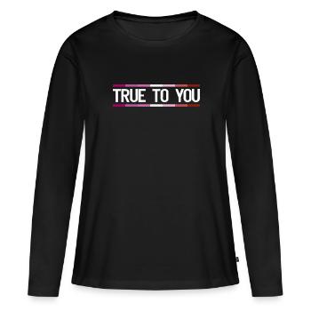 True to you - Lesbian Queer LGBTIQ+ Gay Pride - Frauen Premium Bio Langarmshirt - Schwarz - Vorne - Julia (174cm)
